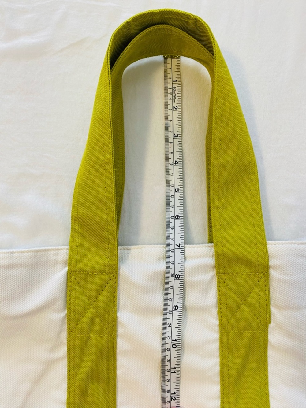 Fun Off-White and Lime Green Canvas Tote Bag with Peace, Heart, Wine Icons - Picture 6 of 8